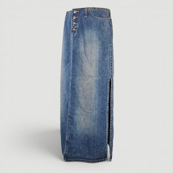Squeeze Dresses & Skirts - Y2k Denim Maxi Skirt Low-Rise Side Slits Squeeze - Size 9